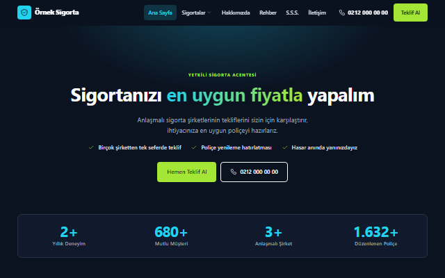 Koyu şablonunun görünümü